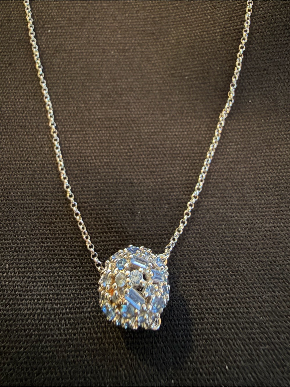 Silver Crystal Pavé Ball Pendant Necklace - Women Jewelry